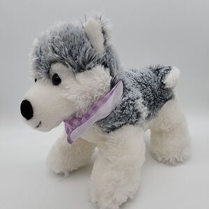 Walgreens Husky Dog Plush 12" Grey White Purple Bandana Stuffed Animal 2019